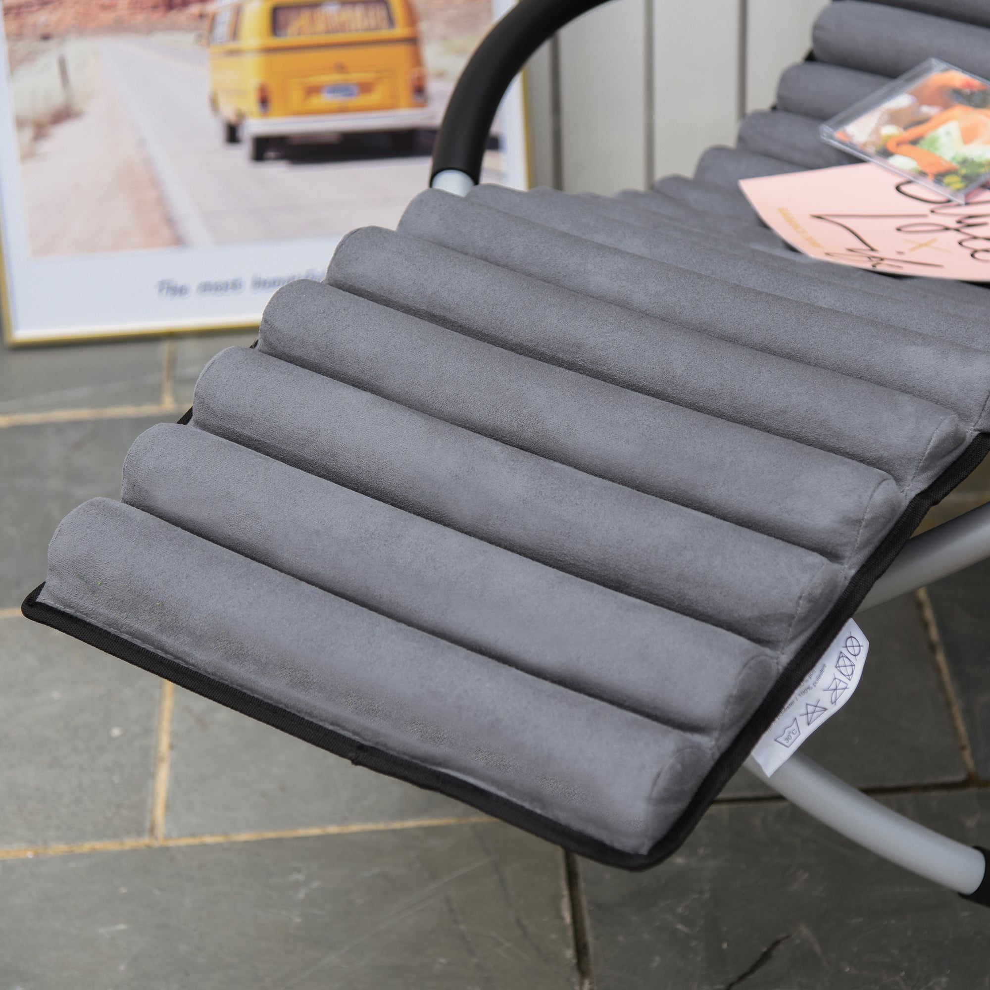 Swing Chair Ergonomic 2-In-1 Rocking Chair Garden Chair Rocking Sun Lounger Metal Texteline Spherical Dark Gray 145 x 74 x 86 cm