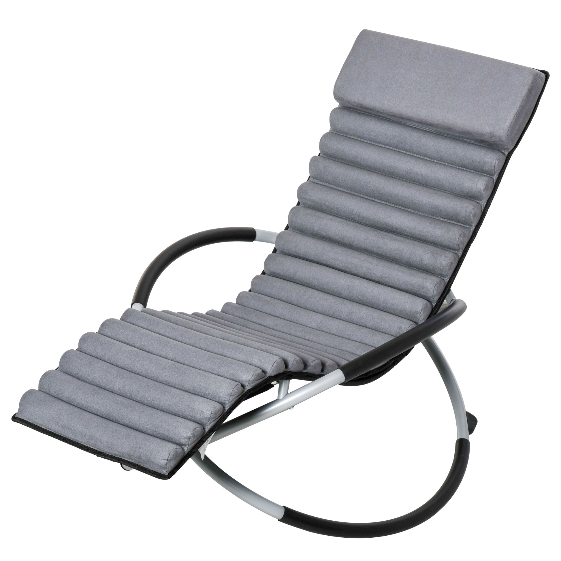 Swing Chair Ergonomic 2-In-1 Rocking Chair Garden Chair Rocking Sun Lounger Metal Texteline Spherical Dark Gray 145 x 74 x 86 cm