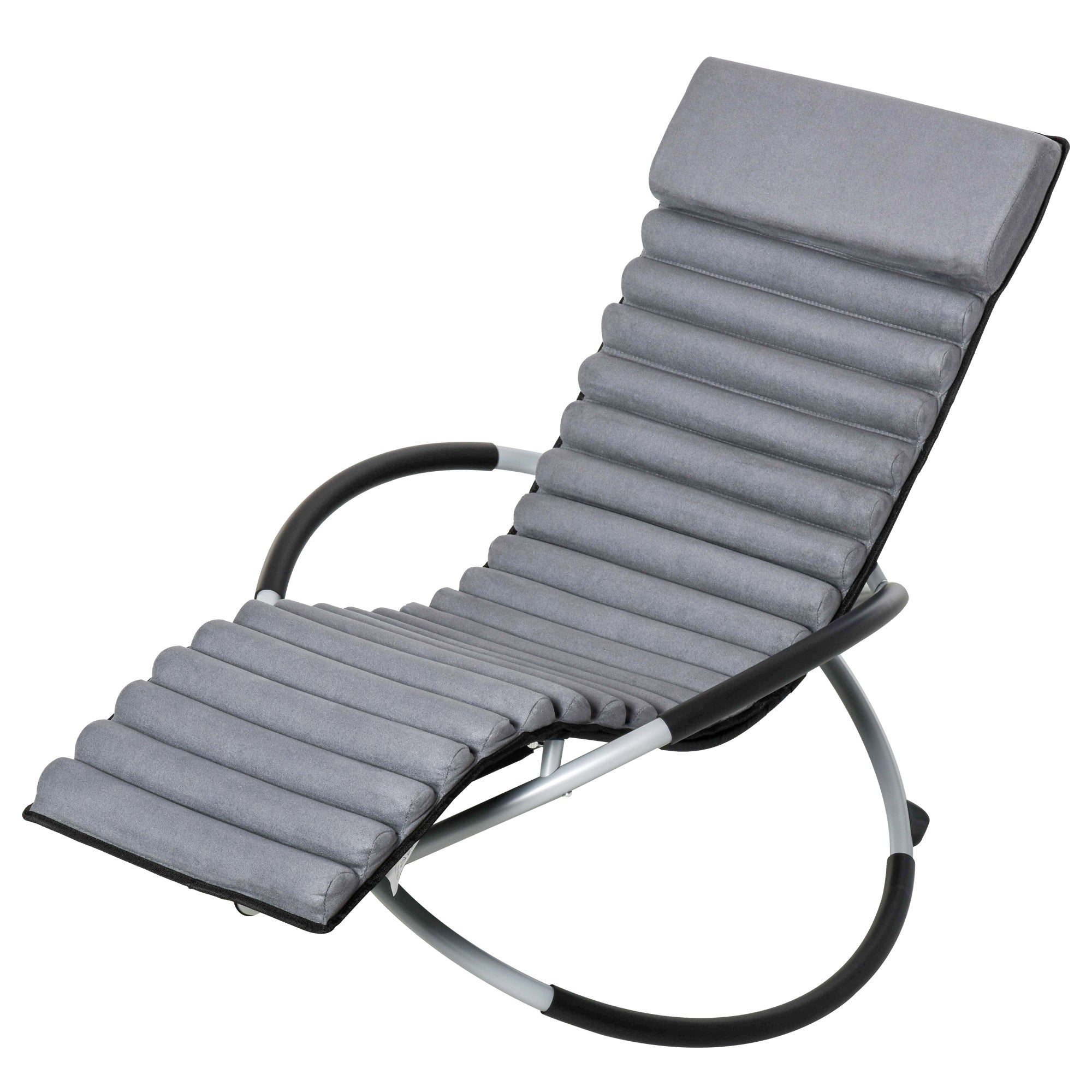 Swing Chair Ergonomic 2-In-1 Rocking Chair Garden Chair Rocking Sun Lounger Metal Texteline Spherical Dark Gray 145 x 74 x 86 cm
