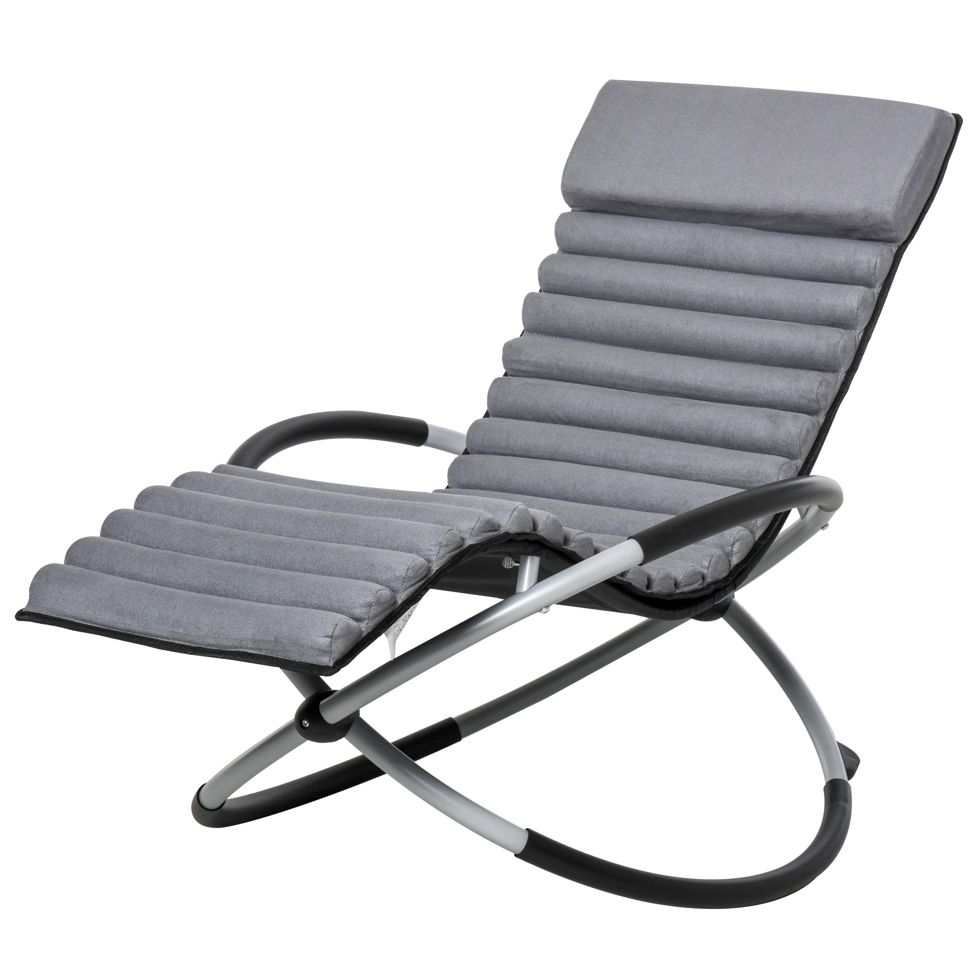 Swing Chair Ergonomic 2-In-1 Rocking Chair Garden Chair Rocking Sun Lounger Metal Texteline Spherical Dark Gray 145 x 74 x 86 cm