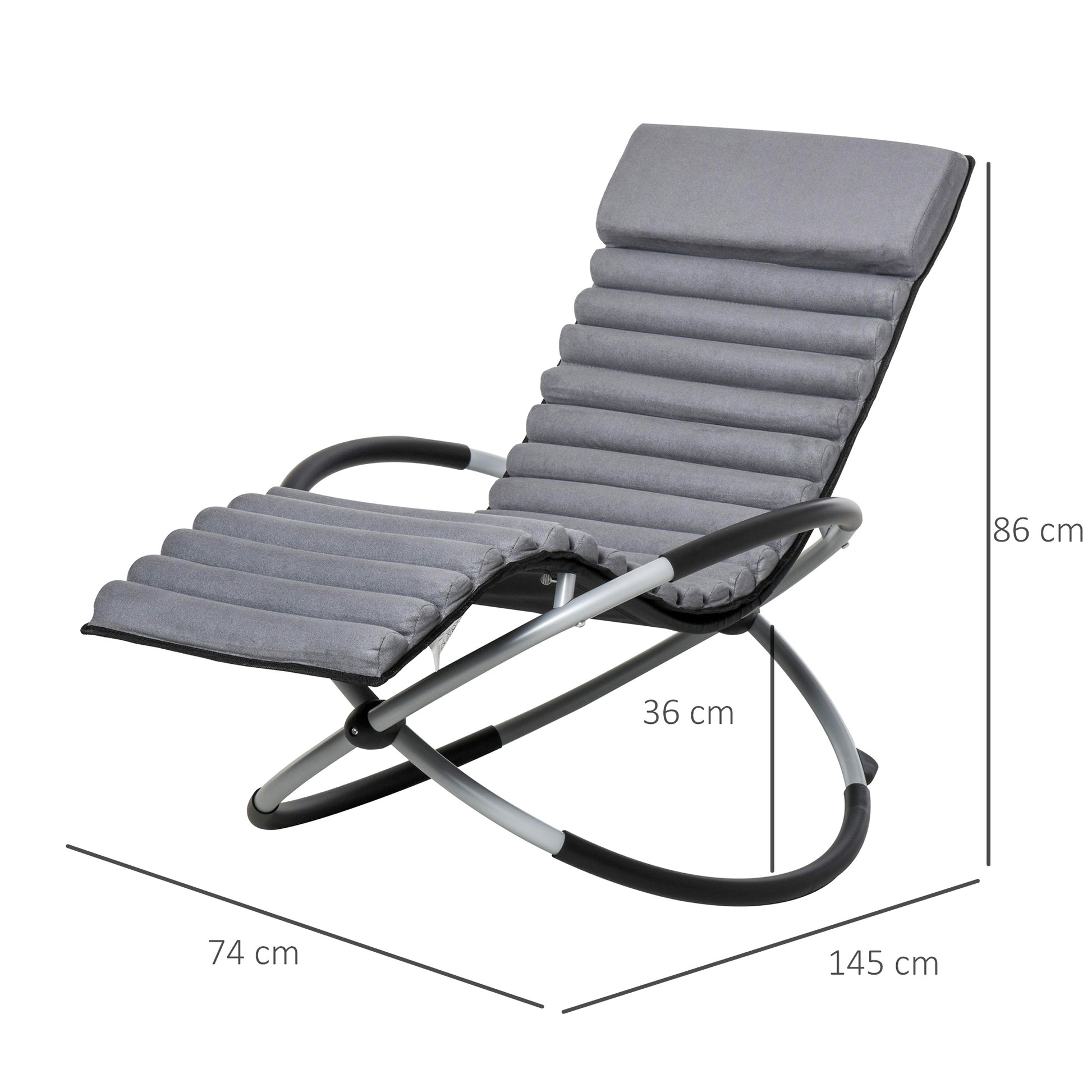 Swing Chair Ergonomic 2-In-1 Rocking Chair Garden Chair Rocking Sun Lounger Metal Texteline Spherical Dark Gray 145 x 74 x 86 cm