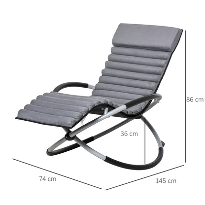 Swing Chair Ergonomic 2-In-1 Rocking Chair Garden Chair Rocking Sun Lounger Metal Texteline Spherical Dark Gray 145 x 74 x 86 cm