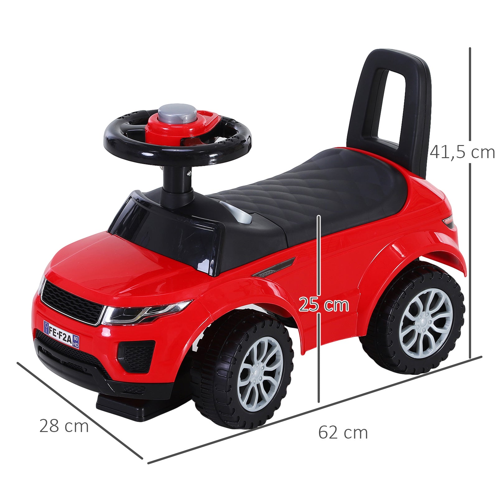 Quad Ride-On Toy Car for Baby, No Pedal Children's Car Walker Racing Style with Speaker 62x28x41.5cm