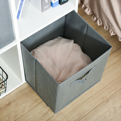 4-Cube Bookshelf Modular Bookcase with 2 Removable Non-Woven Fabric Drawers for Office Study Bedroom 61.5x30x61.5 cm White and Gray