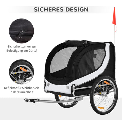 Dog Trailer Bicycle Trailer Pet Transporter Dog Bicycle Trailer White+Black 130 x 73 x 90 cm