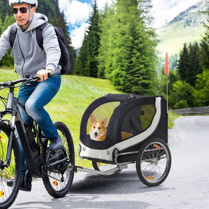 Dog Trailer Bicycle Trailer Pet Transporter Dog Bicycle Trailer White+Black 130 x 73 x 90 cm