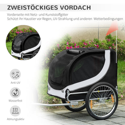 Dog Trailer Bicycle Trailer Pet Transporter Dog Bicycle Trailer White+Black 130 x 73 x 90 cm