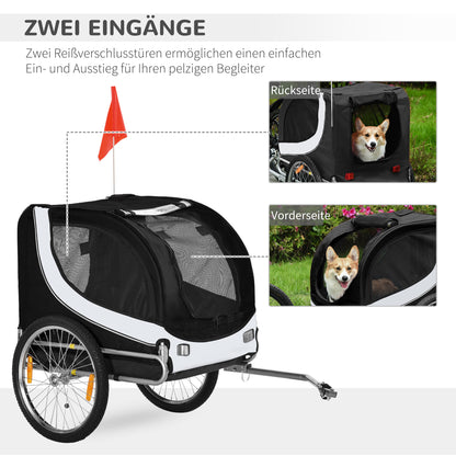 Dog Trailer Bicycle Trailer Pet Transporter Dog Bicycle Trailer White+Black 130 x 73 x 90 cm