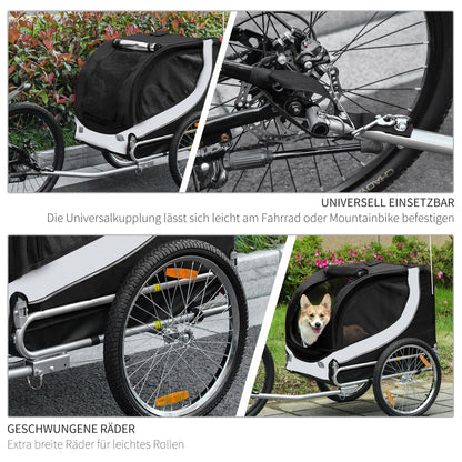 Dog Trailer Bicycle Trailer Pet Transporter Dog Bicycle Trailer White+Black 130 x 73 x 90 cm