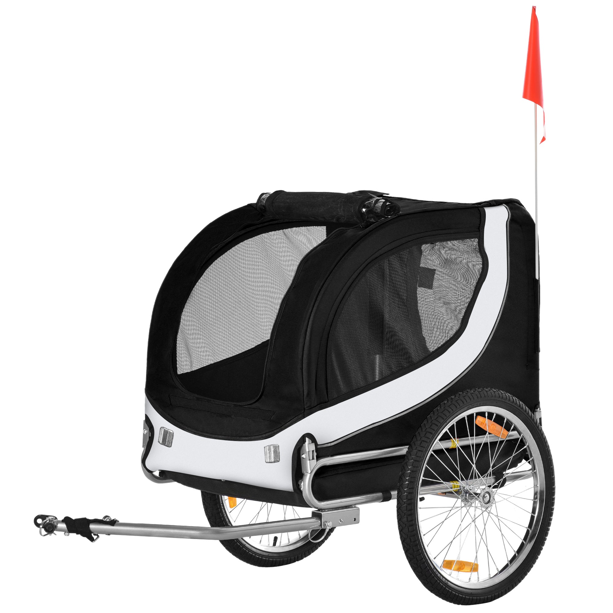 Dog Trailer Bicycle Trailer Pet Transporter Dog Bicycle Trailer White+Black 130 x 73 x 90 cm