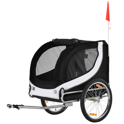 Dog Trailer Bicycle Trailer Pet Transporter Dog Bicycle Trailer White+Black 130 x 73 x 90 cm