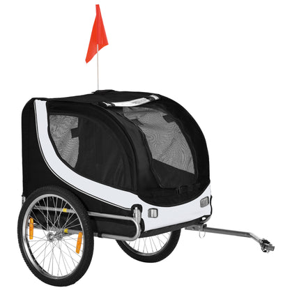 Dog Trailer Bicycle Trailer Pet Transporter Dog Bicycle Trailer White+Black 130 x 73 x 90 cm