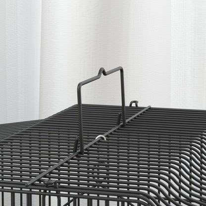 Bird Cage 46.5x36x59 cm Steel Birdcage with 2 Feeders 2 Perches Swing Removable Tray and Transport Handle for Parrot Canary Lovebird Black