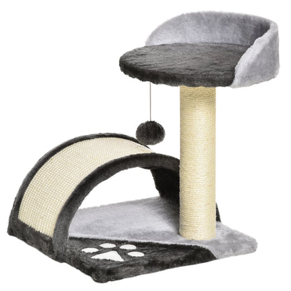 Cat Tree Scratching Post with Play Balls Cat Scratching Tree Sisal Rope Scratching Posts in Gray 35.5 x 37 x 46 cm