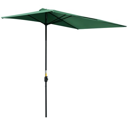 Rectangular Umbrella 230x130x245 cm Wall Parasol Half Umbrella with Crank UV 30+ Protection Waterproof Umbrella for Balcony Terrace Garden Green