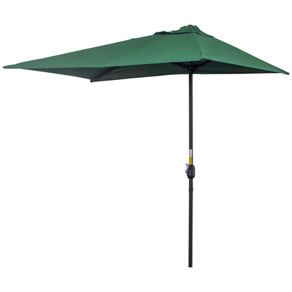 Rectangular Umbrella 230x130x245 cm Wall Parasol Half Umbrella with Crank UV 30+ Protection Waterproof Umbrella for Balcony Terrace Garden Green