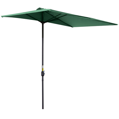 Rectangular Umbrella 230x130x245 cm Wall Parasol Half Umbrella with Crank UV 30+ Protection Waterproof Umbrella for Balcony Terrace Garden Green