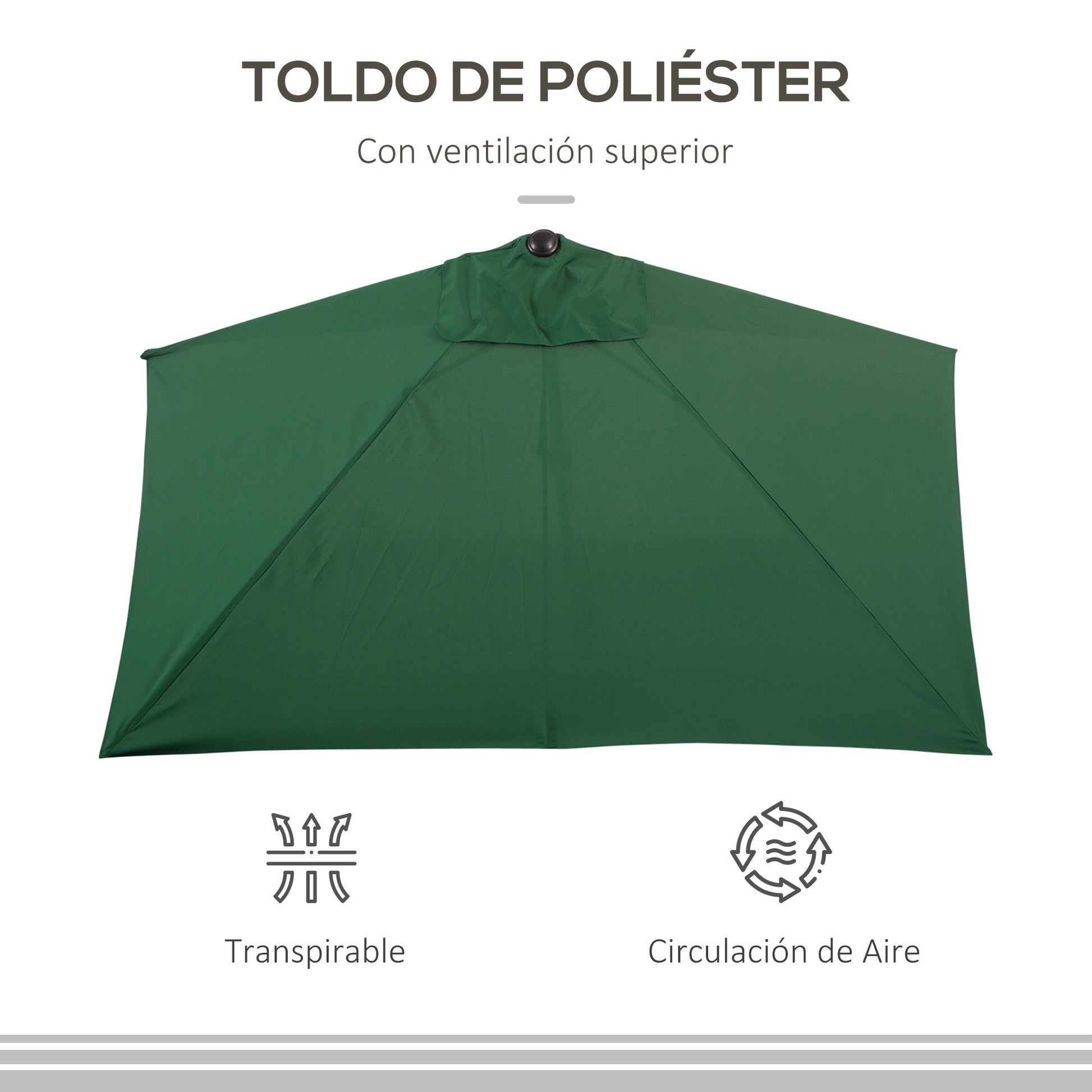 Rectangular Umbrella 230x130x245 cm Wall Parasol Half Umbrella with Crank UV 30+ Protection Waterproof Umbrella for Balcony Terrace Garden Green