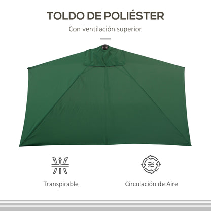 Rectangular Umbrella 230x130x245 cm Wall Parasol Half Umbrella with Crank UV 30+ Protection Waterproof Umbrella for Balcony Terrace Garden Green