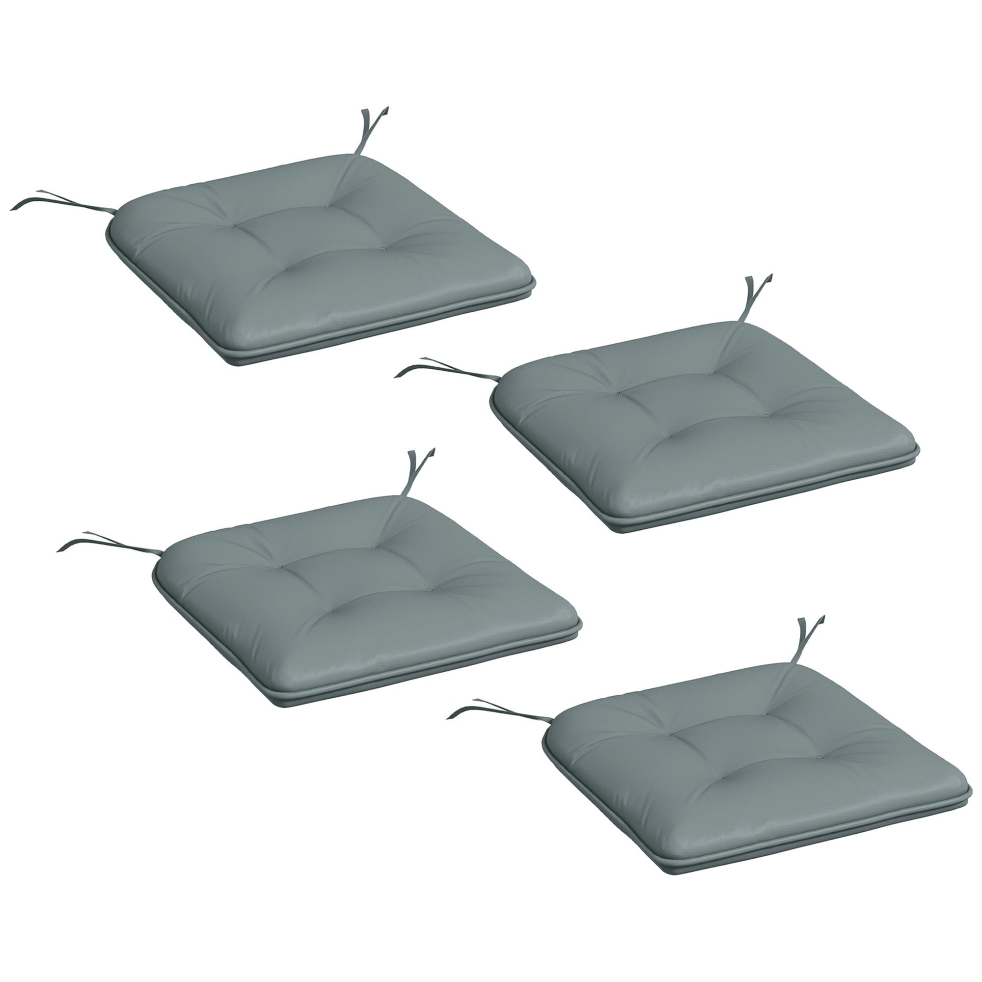 Set of 4 Padded Garden Chair Cushions Outdoor Chair Cushions Seat Padding 4 cm Polyester Fabric 43L x 41W cm Gray