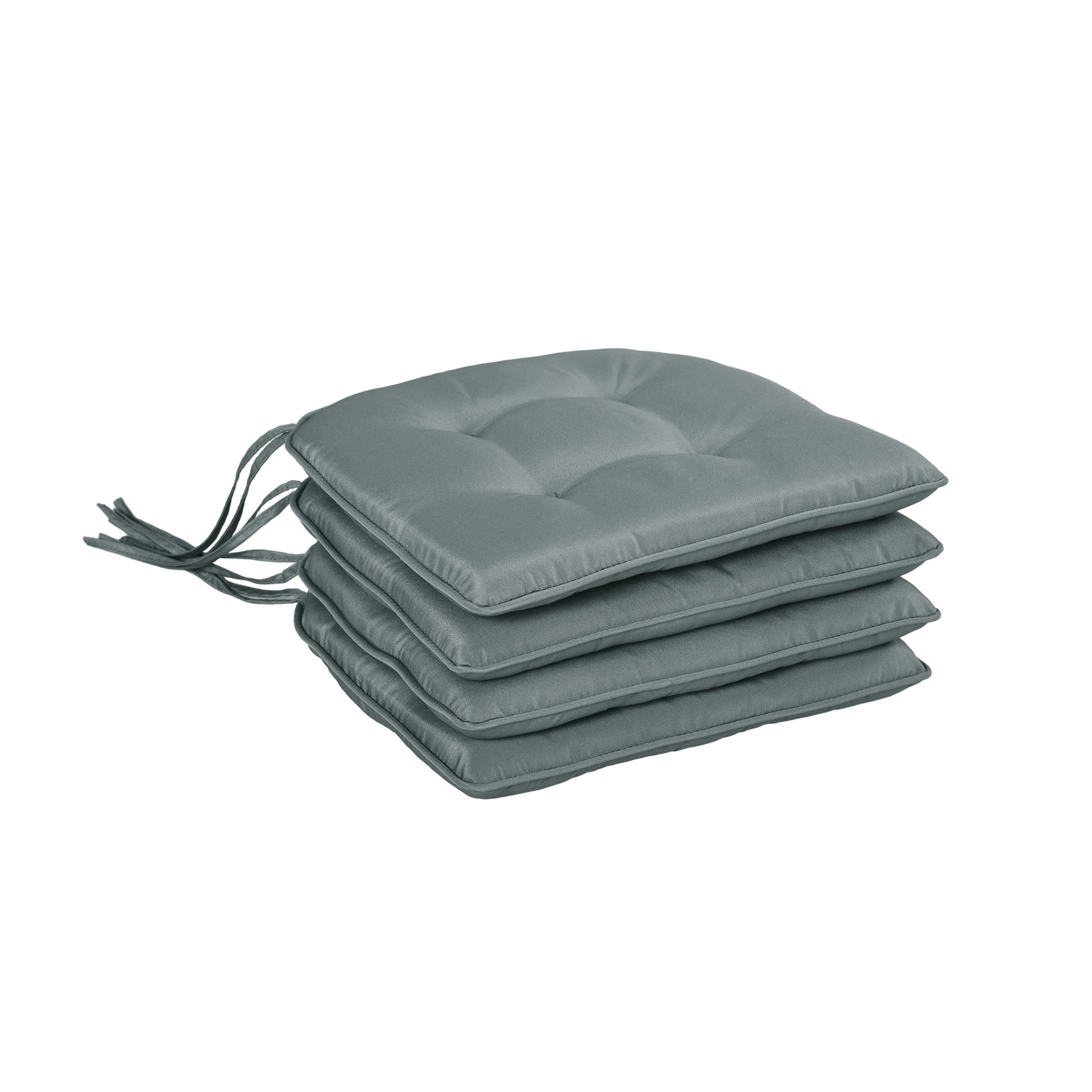 Set of 4 Padded Garden Chair Cushions Outdoor Chair Cushions Seat Padding 4 cm Polyester Fabric 43L x 41W cm Gray