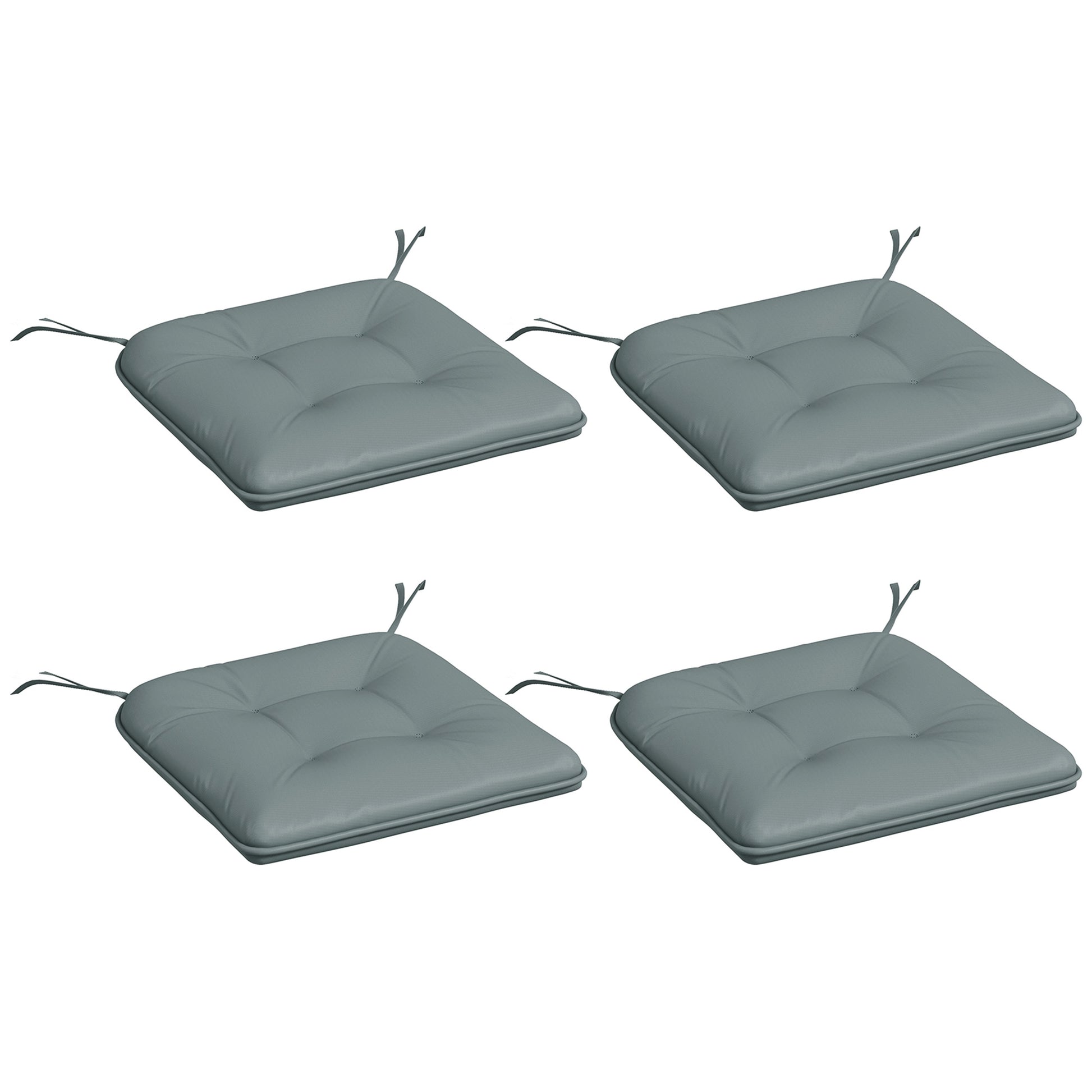 Set of 4 Padded Garden Chair Cushions Outdoor Chair Cushions Seat Padding 4 cm Polyester Fabric 43L x 41W cm Gray