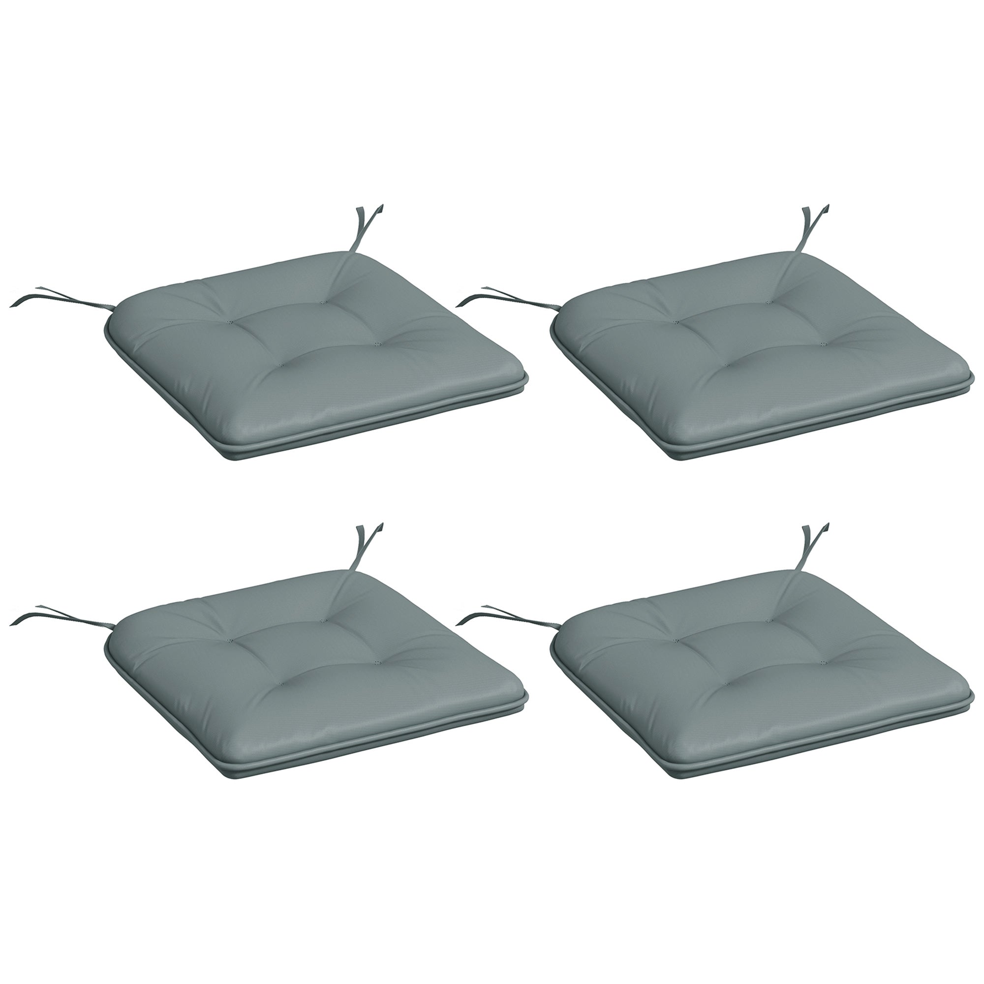 Set of 4 Padded Garden Chair Cushions Outdoor Chair Cushions Seat Padding 4 cm Polyester Fabric 43L x 41W cm Gray