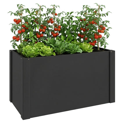 Galvanized Steel Raised Garden Bed 40.2" x 20.5" x 21.7" with Gloves — Open-Bottom, Weatherproof Planter for Garden & Balcony, Black