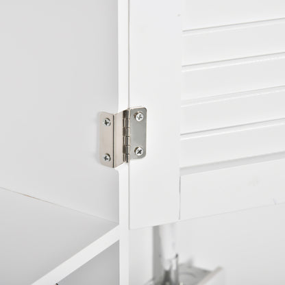 White Wall Bathroom Cabinet with 2 Shutter Doors, Interior Shelf, and Towel Bar Modern Suspended Auxiliary Furniture Multi-Purpose for Kitchen 60x23x60 cm