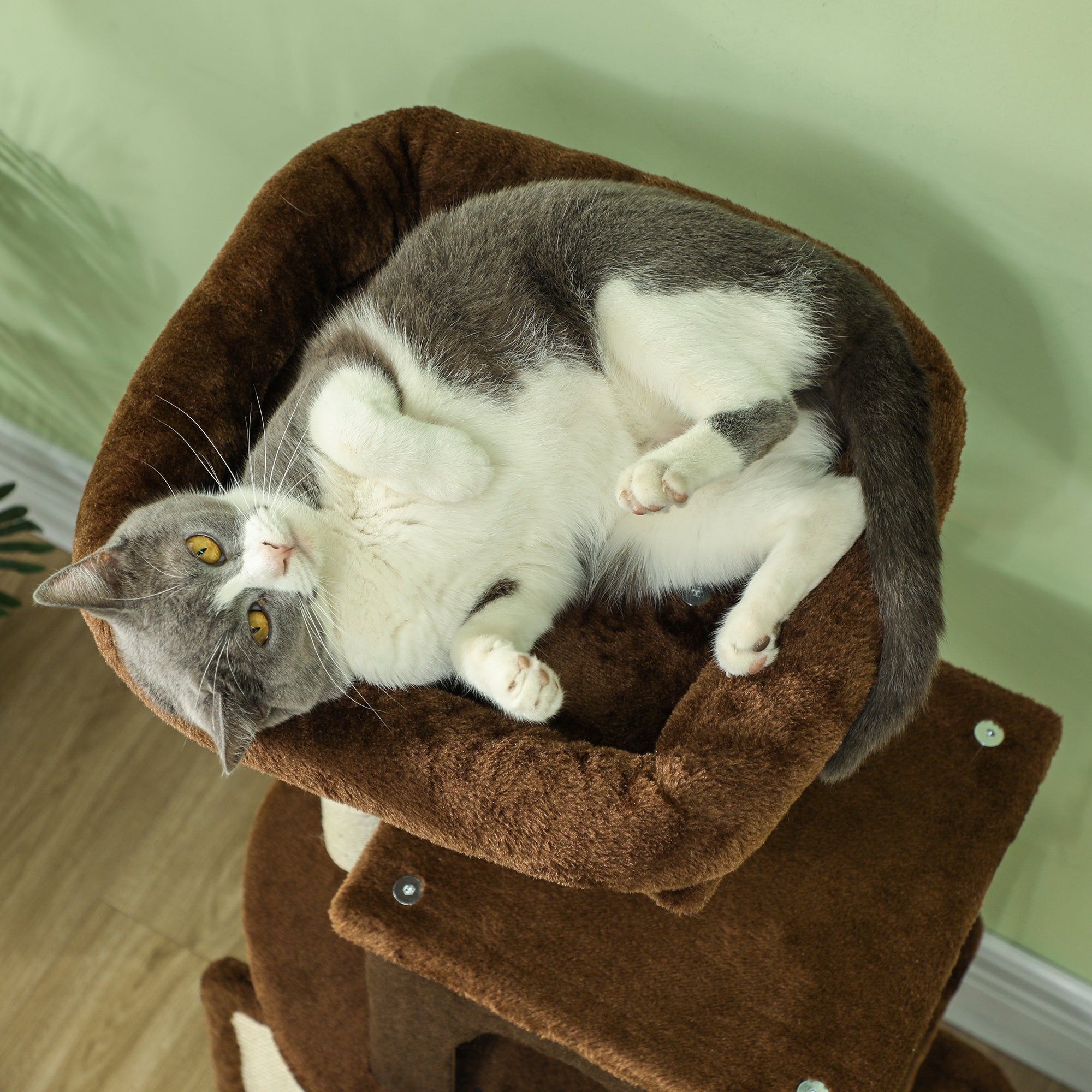 Cat Scratching Tree Height 104 cm Cat Tree Cat Tower with Platforms Scratching Post with Brush Hanging Balls and Scratching Pad Brown