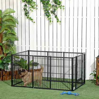 6 Panel Dog Playpen Dog Fence with Adjustable Width Steel Frame 82.5-150x79x61 cm Black