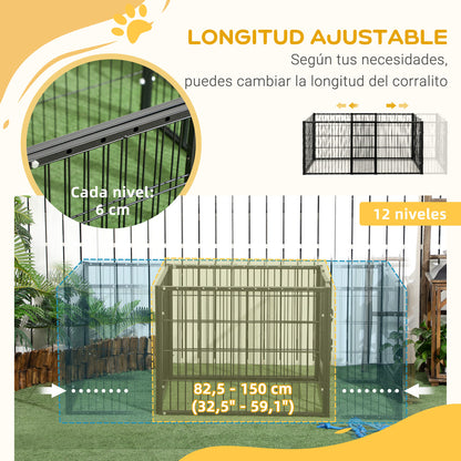 6 Panel Dog Playpen Dog Fence with Adjustable Width Steel Frame 82.5-150x79x61 cm Black