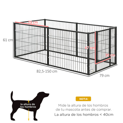6 Panel Dog Playpen Dog Fence with Adjustable Width Steel Frame 82.5-150x79x61 cm Black