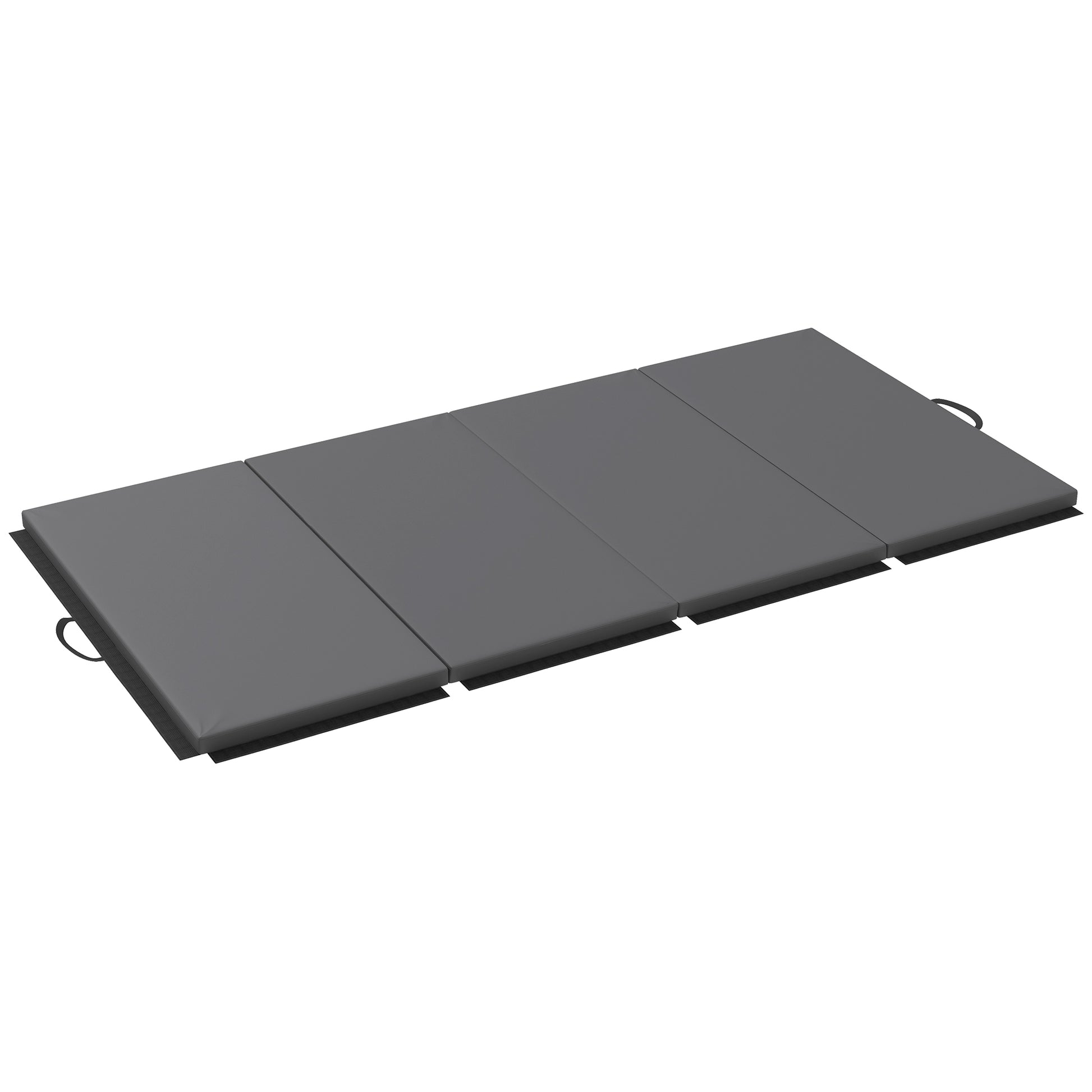 Folding gymnastics mat, thick gymnastics mat, 240 x 120 x 5 cm, with handle, floor mat for yoga, MMA, sports, fitness, pilates, synthetic coating, gray