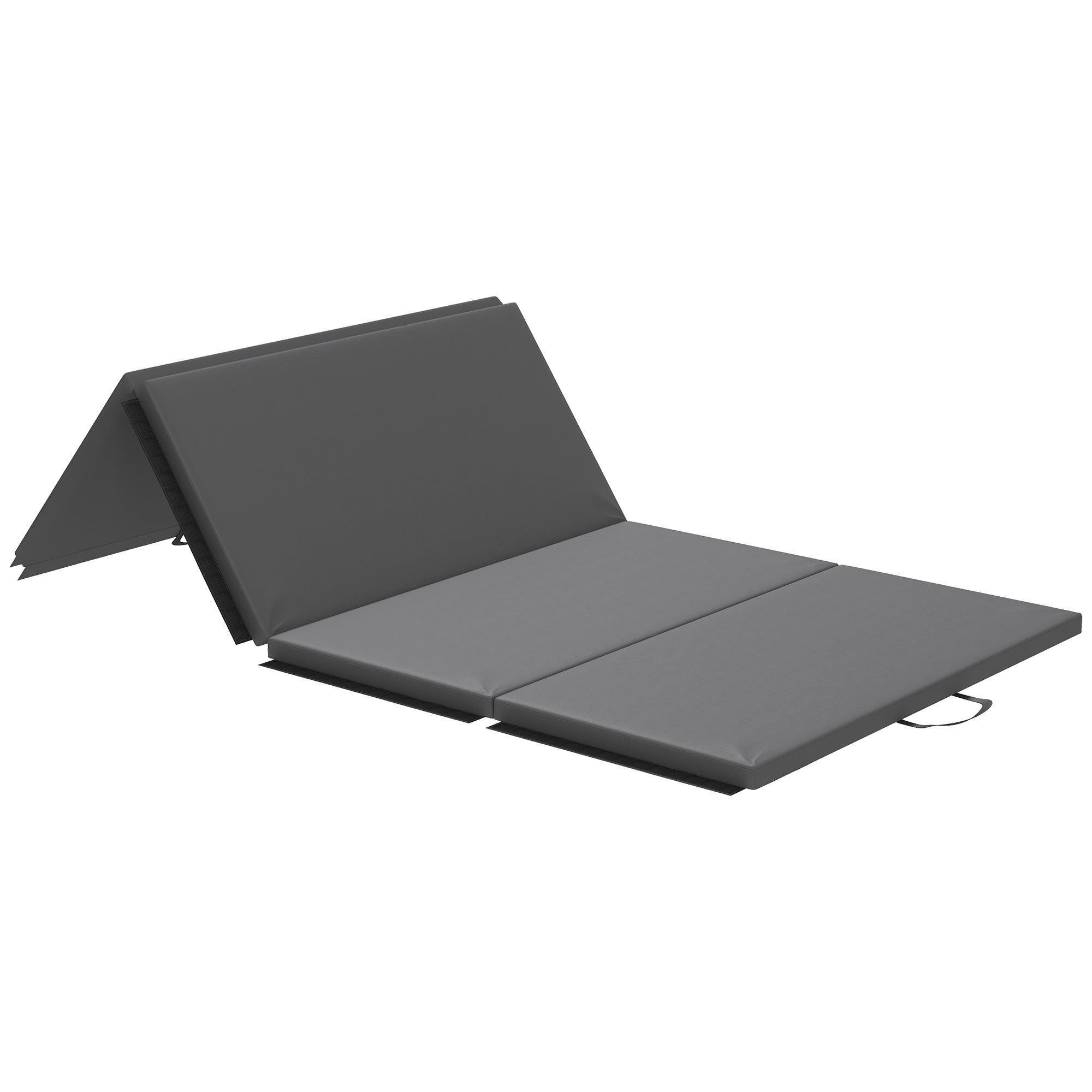 Folding gymnastics mat, thick gymnastics mat, 240 x 120 x 5 cm, with handle, floor mat for yoga, MMA, sports, fitness, pilates, synthetic coating, gray