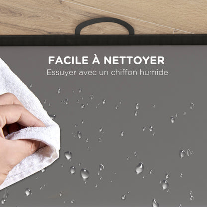 Folding gymnastics mat, thick gymnastics mat, 240 x 120 x 5 cm, with handle, floor mat for yoga, MMA, sports, fitness, pilates, synthetic coating, gray