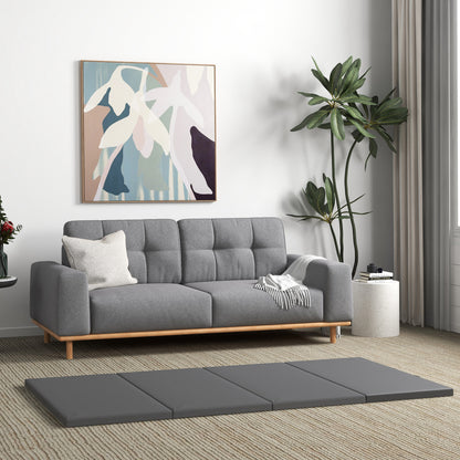 Folding gymnastics mat, thick gymnastics mat, 240 x 120 x 5 cm, with handle, floor mat for yoga, MMA, sports, fitness, pilates, synthetic coating, gray