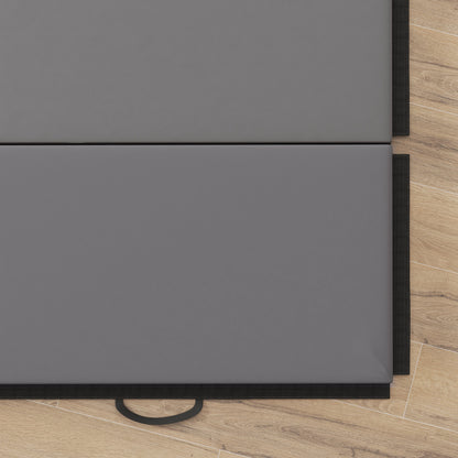 Folding gymnastics mat, thick gymnastics mat, 240 x 120 x 5 cm, with handle, floor mat for yoga, MMA, sports, fitness, pilates, synthetic coating, gray