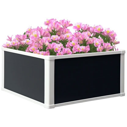 Raised Garden Bed Planter Box with Drainage Function Vegetable Bed for Vegetables, Herbs in Garden, Terrace and Balcony, Plastic, Gray, 60 x 60 x 30 cm