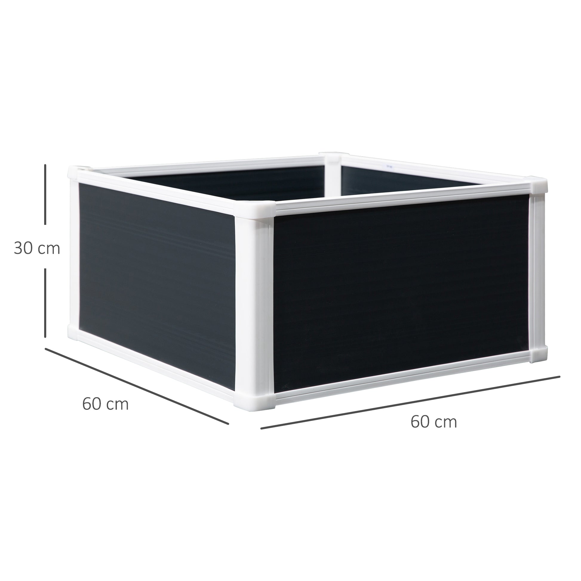 Raised Garden Bed Planter Box with Drainage Function Vegetable Bed for Vegetables, Herbs in Garden, Terrace and Balcony, Plastic, Gray, 60 x 60 x 30 cm