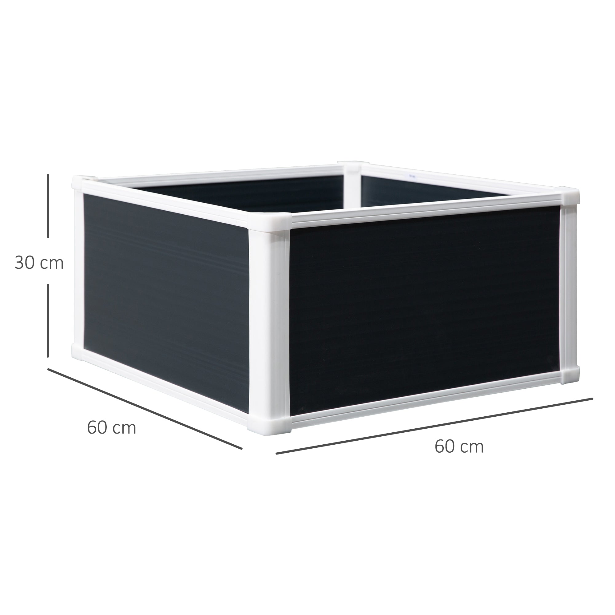 Raised Garden Bed Planter Box with Drainage Function Vegetable Bed for Vegetables, Herbs in Garden, Terrace and Balcony, Plastic, Gray, 60 x 60 x 30 cm