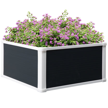 Raised Garden Bed Planter Box with Drainage Function Vegetable Bed for Vegetables, Herbs in Garden, Terrace and Balcony, Plastic, Gray, 60 x 60 x 30 cm