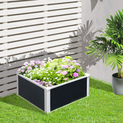 Raised Garden Bed Planter Box with Drainage Function Vegetable Bed for Vegetables, Herbs in Garden, Terrace and Balcony, Plastic, Gray, 60 x 60 x 30 cm