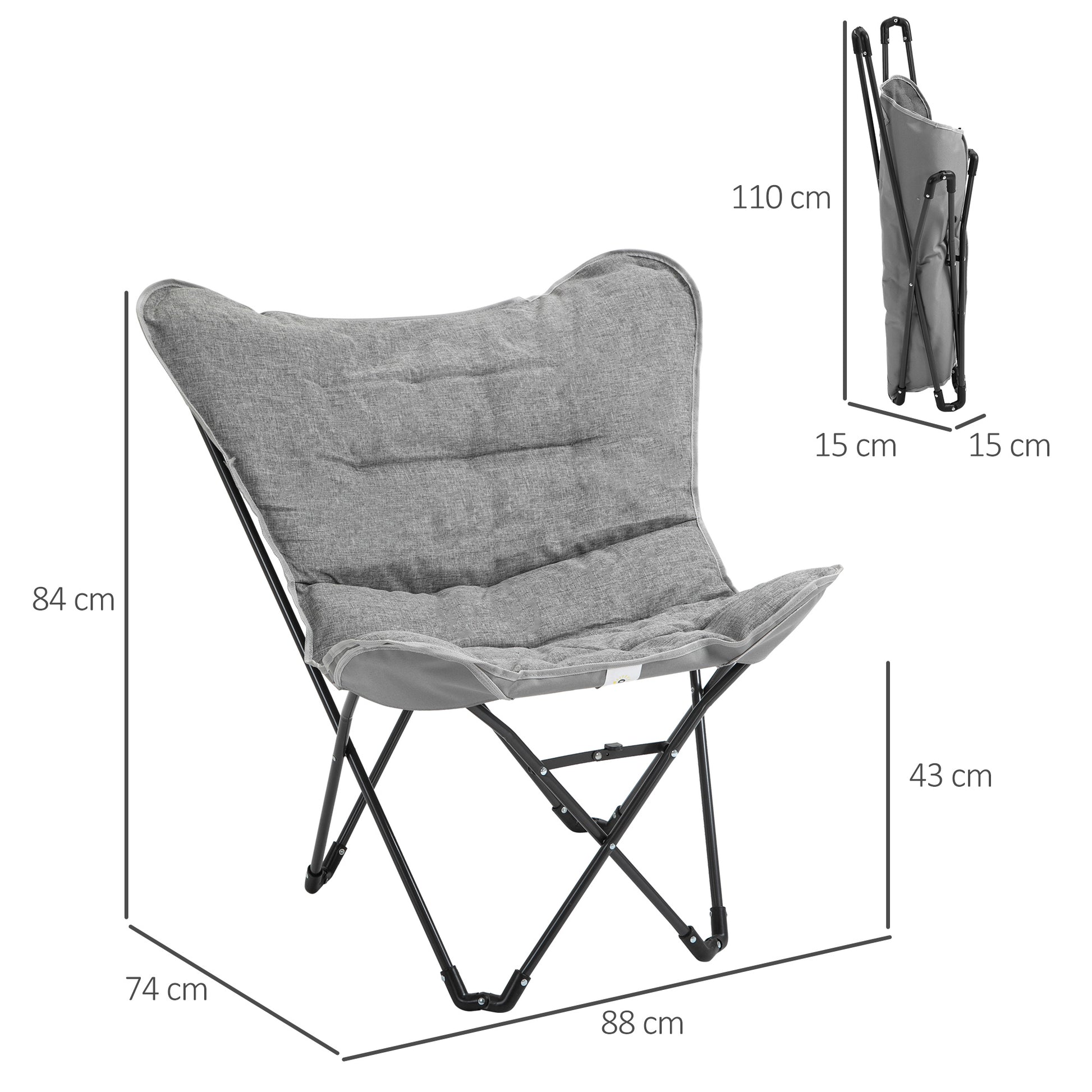 Folding Chair Foldable Camping Chair Padded Outdoor Folding Chair up to 120kg Load-Bearing Robust Fishing Chair Garden Chair for Garden Camping Beach