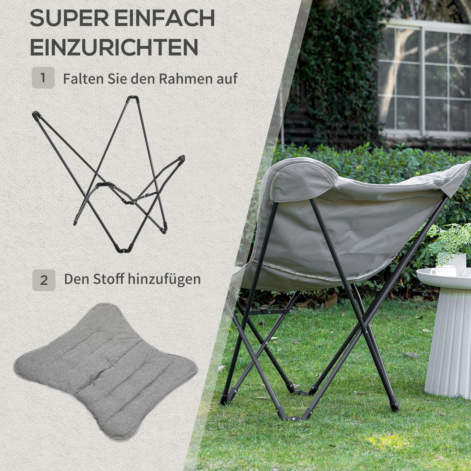 Folding Chair Foldable Camping Chair Padded Outdoor Folding Chair up to 120kg Load-Bearing Robust Fishing Chair Garden Chair for Garden Camping Beach