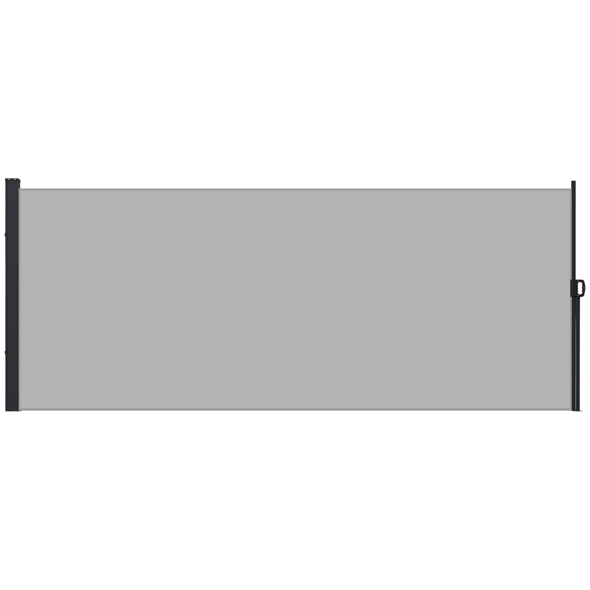 Retractable Garden Side Screen Windbreak 3L x 2H m Aluminium Polyester Anti-UV High Density 180 g/m² Light Gray