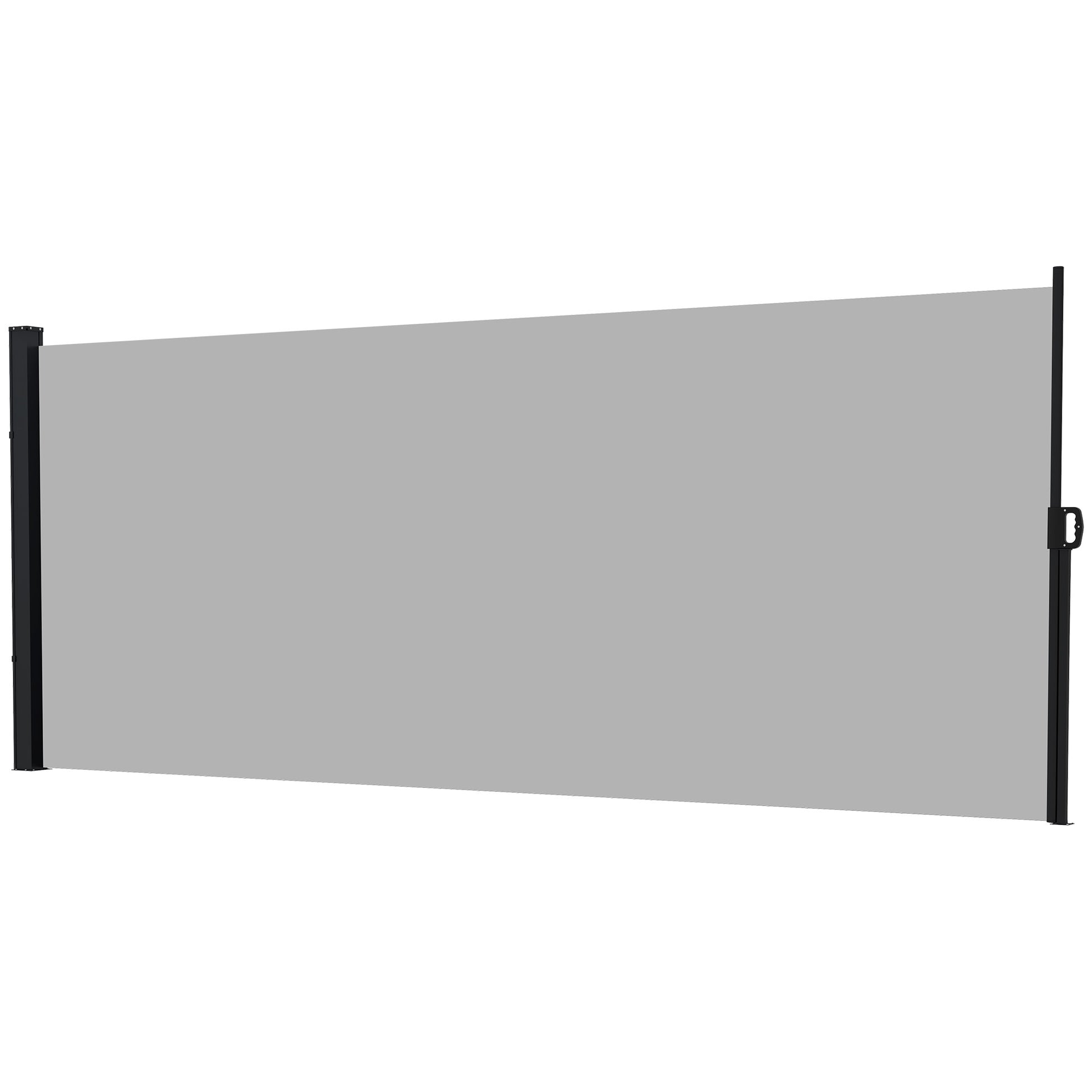 Retractable Garden Side Screen Windbreak 3L x 2H m Aluminium Polyester Anti-UV High Density 180 g/m² Light Gray