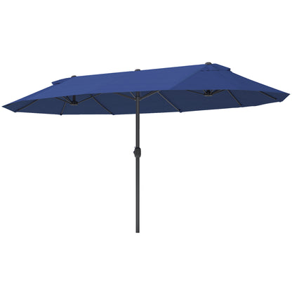 Double Sun Umbrella 455 x 265 cm, UV Protection Umbrella with Crank, Balcony Umbrella Beach Umbrella Windproof Crank Umbrella Sun Protection for Beach Balcony Garden, Blue