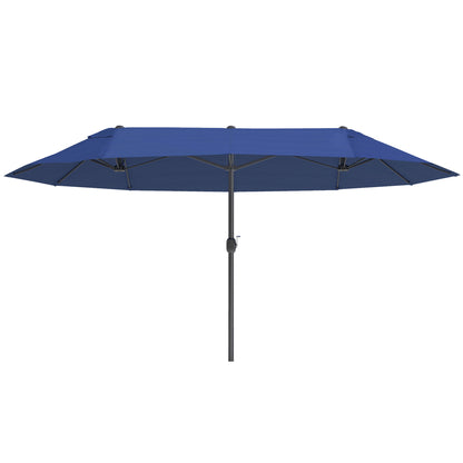 Double Sun Umbrella 455 x 265 cm, UV Protection Umbrella with Crank, Balcony Umbrella Beach Umbrella Windproof Crank Umbrella Sun Protection for Beach Balcony Garden, Blue