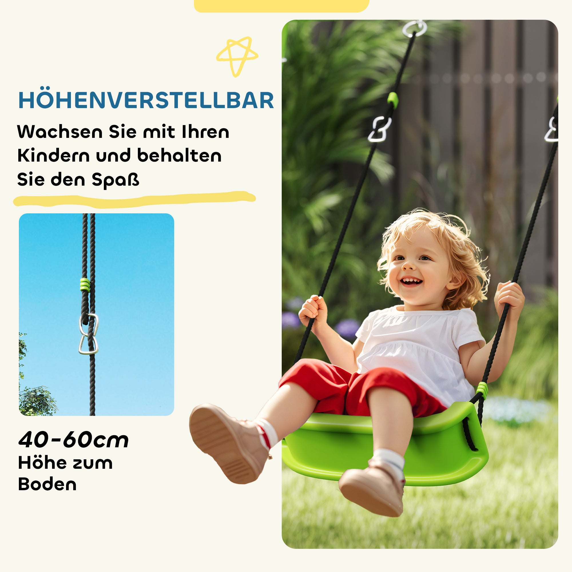 4 in 1 Swing Frame Outdoor Swing Set with Swing, 2-Person Slide, Soccer Goal, Basketball Hoop, Garden Swing Kids Swing with Metal Frame for Children